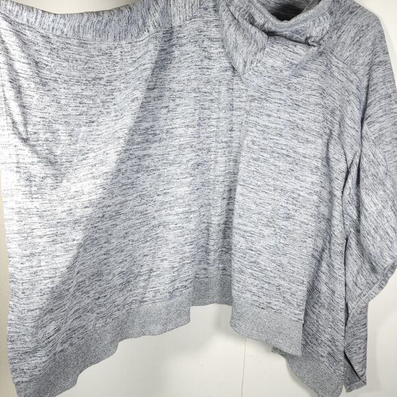 Athleta Women's Gray Blissful Sz M Oversized 3/4 Sleev Poncho Hoodie Sweatshirt - Picture 7 of 9